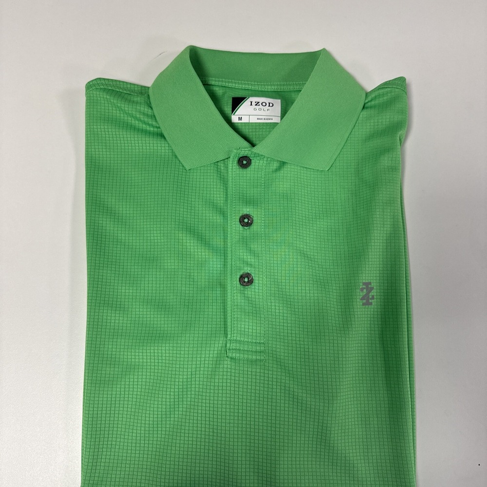 Izod Golf Polo Mens M Neon Green Performance Short Sleeve Shirt‎